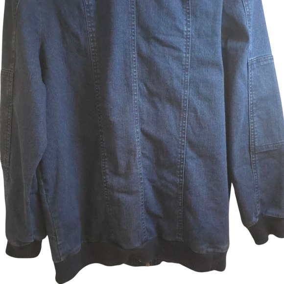 Roamans 16W Denim Barn Coat Utility Jacket Zip Pockets Dark Wash Cotton Stretch - Picture 12 of 13